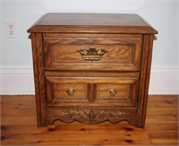 Oak two drawer night stand,