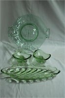 Green Glass Lot includes depression / 4 pieces