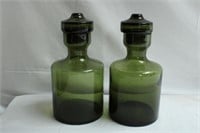 Green Glass decanters 10"