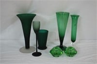 Satin glass 8.25" vase, 4.5" tumbler, stemware
