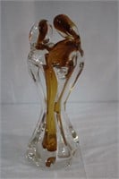 Unsigned chalet glass figure vase 10.5"H