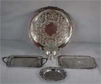 Silver plate trays 12", 11" and 10", silver plate