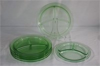 Green depression glass plates