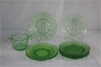 Green depression glass,