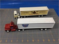 2 Winross semi tractor trailers, 1/64 scale