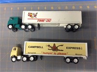 2 Winross semi tractor trailers, 1/64 scale