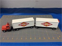 Winross semi tractor double trailers, 1/64 scale