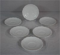 Set of six Aynsley "Snow Crocus" 6" saucers