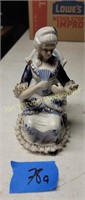 Blue White  lady figurines