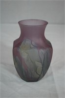 Hand painted Rueven glass vase 5"