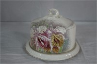 Covered porcelain cheese dish 7 X 5.5"