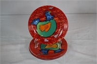 Four rooster in boots plates 8"