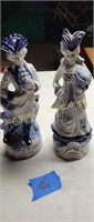 12" Blue White Figurines