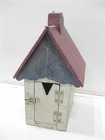 Vtg Wood Bird House w/ Door - 7.5" x 8.25" x 13"