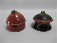2 - 3" x 2.5" Vtg Turned Wood Lidded Containers
