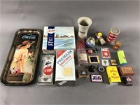 Advertising & Vtg Containers w/ Coca Cola Tray