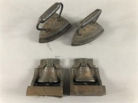 Liberty Bell Bookends w/ 2 Sad Irons