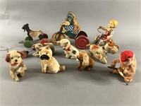 11pc Vtg Wind Up & Pull Behind Toys