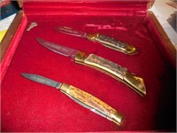 BROWNING CENTENNIAL KNIFE SET WITH WOOD CASE & KEY