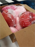 Box Lot of Heart Shaped Plush Pillows