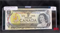 1973 $1 Bill, Crow/Bouey, UNC 64