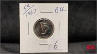 1967, 5 cent coin, BU, rabbit