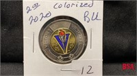 1945 to 2020, "V" Toonie Canadian BU "colourized"