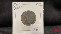 2004, 25 cent coin, UNC