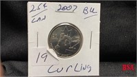 2007 Olympic curling 25 cent coin, BU