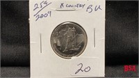 2009 Olympic cross-country ski 25 cent coin, BU
