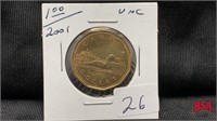 2001, $1 Loonie, UNC