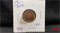 2012 1 cent coin, BU, nonmagnetic