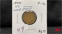 1904 wheat penny, F – 12