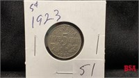 1923 5 cent Canadian coin