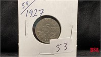 1927 5 cent Canadian coin