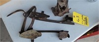 Vintage Ice Skates & Metal Cowboy Figure