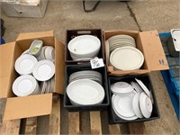 (5) Boxes of Restaurant Platters, Plates, and Dish