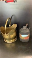 Brass Ash Bucket, Painted Fuel Can