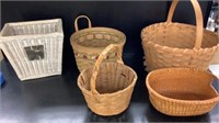 Wicker Woven Baskets and Trash Can
