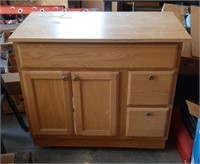 36" Oak Base Cabinet on wheels