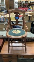 Walnut Chair With Needle Point Seatb