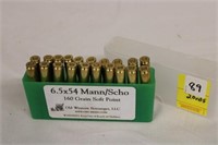 Ammo - 20 rounds 6.5 X 54 Mann/Scho