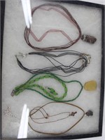 Five Pendant/Stone Necklaces And Beaded Earrings
