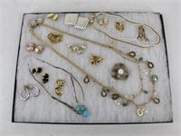 Trifari Brooch, Monet Earrings, & Assorted