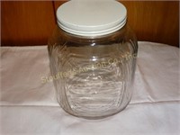 Vintage Square Duraglas glass jar 8"t