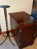 End Table/magazine rack on casters, rod iron