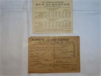 1922 Gettysburg bus schedule & 1942 B&O RR Ticket