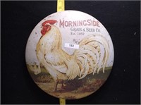 ROUND METAL ROOSTER SIGN