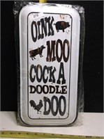 METAL SIGN CHICKEN COW PIG