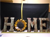 HOME METAL SIGN OVER 3 FT LONG SUNFLOWER